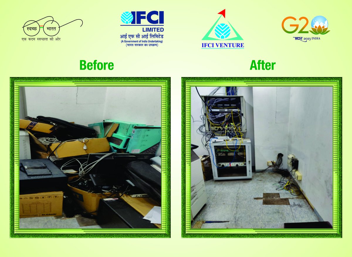 IFCI’s subsidiary IFCI Venture Capital Funds Ltd’s participation in a cleanliness activity at its Head Office at New Delhi, under Special Campaign 3.0 #SwachhBharat #GarbageFreeIndia #SHS2023 @DFS_India @SwachhBharatGov @swachhbharat @PMOIndia @DARPG_GoI