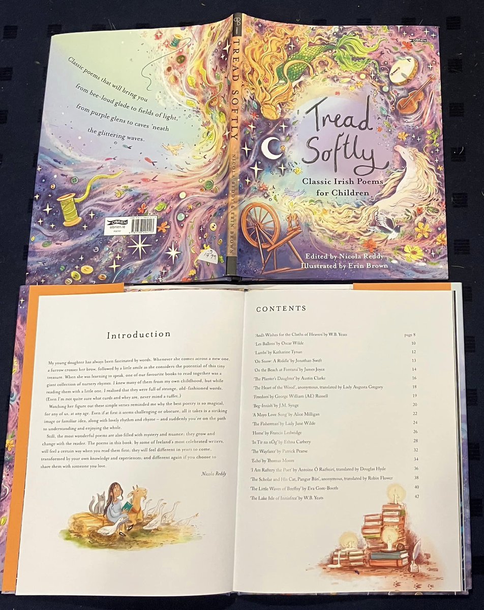 LittleAcornsBks's tweet photo. Day 29 #DIKBChallenge23 - A book of poetry: #TreadSoftly: Classic Irish Poems for Children. Editor #NicolaReddy Illustrator @erinbrownillo Publisher @OBrienPress Gorgeous collection of Yeats, Wilde, Joyce, Alice Milligan, Synge, Eva-GoreBooth &amp; more  💚📚#DiscoverIrishKidsBooks https://t.co/KDrxFNDnB1