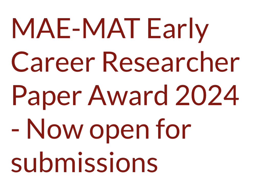 📢 Submissions open for the MAE-MAT Early Career Researcher Paper Award! 📢 
Deadline: 15.12.202

Call open to ECR from all parts of the world! 

The winning paper will be published in <a href="/MedAnthroTheory/">Med Anthro Theory</a> in autumn of 2024.

Info on eligibility etc: medanthrotheory.org/announcement/v…