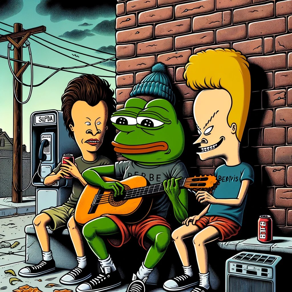 📺 'Heh heh, Butt-Head, check it out! This frog dude's cooler than we thought!' - Beavis, pointing at Pepe 🐸🤘

#BeavisAndButthead #cartoons #Ai $PEPE