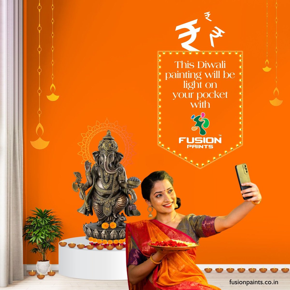 This Diwali painting won't break the bank. From a wide range of shades, select the one that best suits your lovely home.
Quickly reap the benefits! 

#fusionpaints #fusion #wallpaints #texturepaints #texturepainting #paintingideas #diwalipreparations #diwalipainting