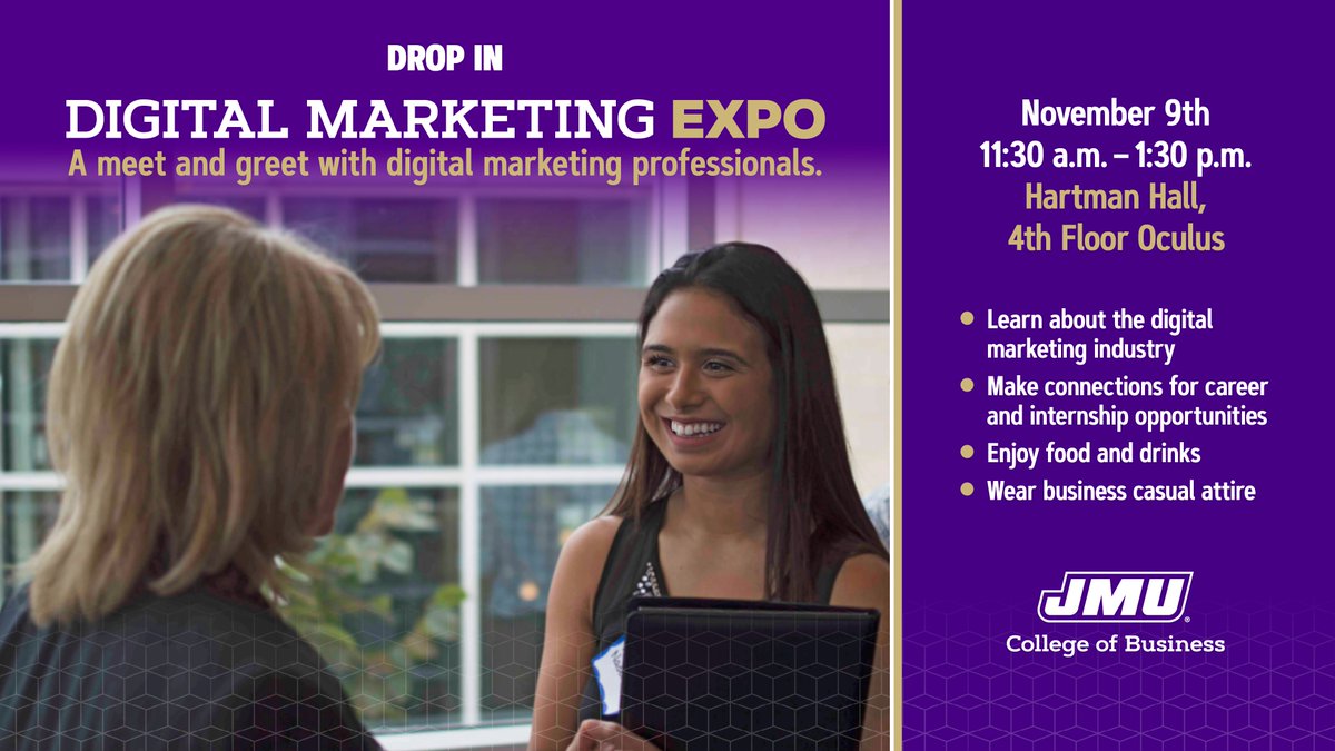 Mark your calendar, dress sharp, and prepare to network at our first-ever Digital Marketing Expo next Thursday, November 9th!