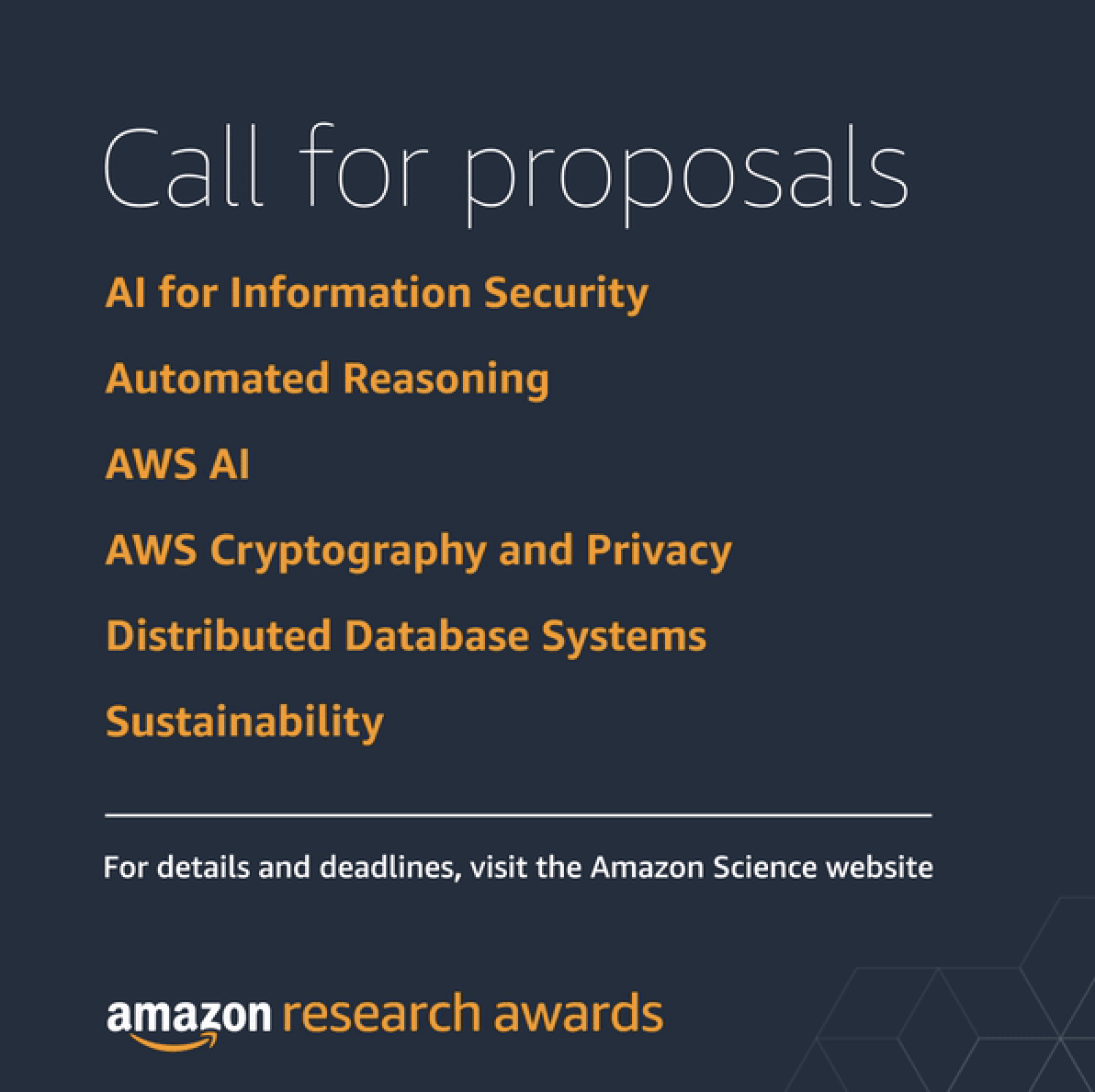 📢 The deadline for submitting proposals to the #AmazonResearchAwards has been extended to November 13. Apply here: amazon.science/research-award…