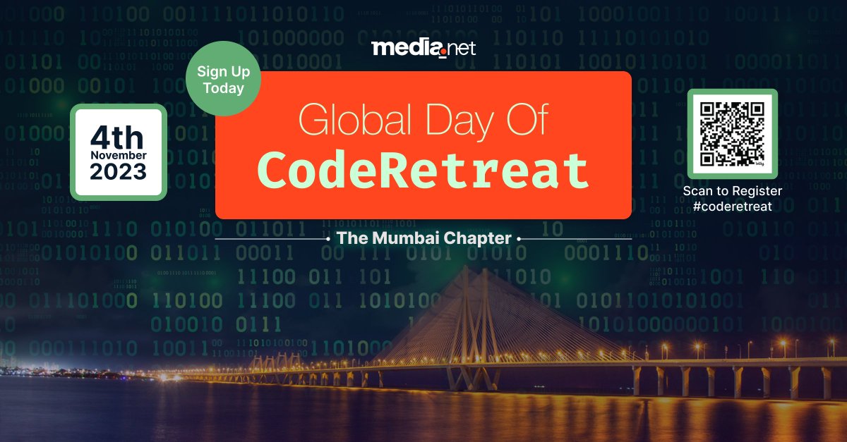 medianetads's tweet image. Save the Date and Book Your Spot - On 4th November 2023, Media.net is celebrating the 14th edition of Global Day of CodeRetreat, a day to mark your passion for software crafting. Registrations are now open for limited spots: bit.ly/gdcr23mumbai #coderetreat
