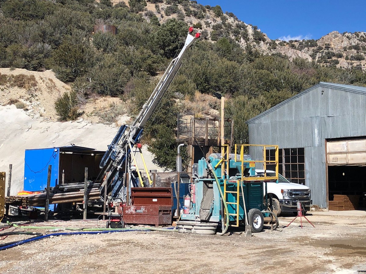 NorthPeak_R's tweet photo. Drilling has started at the Diamond Mine Portal at Prospect Mountain, Eureka Nevada. The target is the IP and MT anomalies that were identified in the summer. #explorationdrilling #miningnevada https://t.co/LJJmyDKP7U