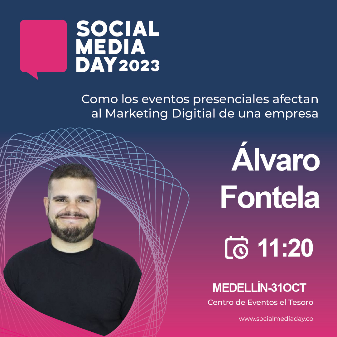 smday_la's tweet photo. Desde España viene Álvaro Fontela, CEO de @RaiolaNetworks y consultor Wordpress🤩

En su ponencia nos hablará sobre cómo los eventos presenciales pueden afectar al Marketing Digital de una empresa🚀

#SMDAY2023 #SMDAYCO2023 #socialmediadayco #marketingdigital #eventosmedellin https://t.co/C7EHo35Rio