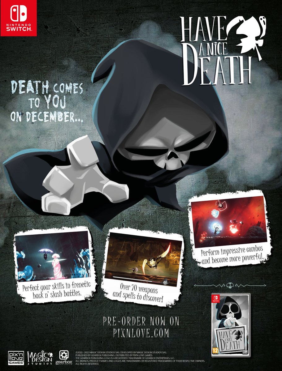This December, show someone you love them with a little Death under the Christmas tree! 🎄

👉 The "First Edition" physical version of Have a Nice Death is coming soon with a reversible cover and illustrated game manual. 🖤 💪

➡️ Preorder now only on pixnlove.com