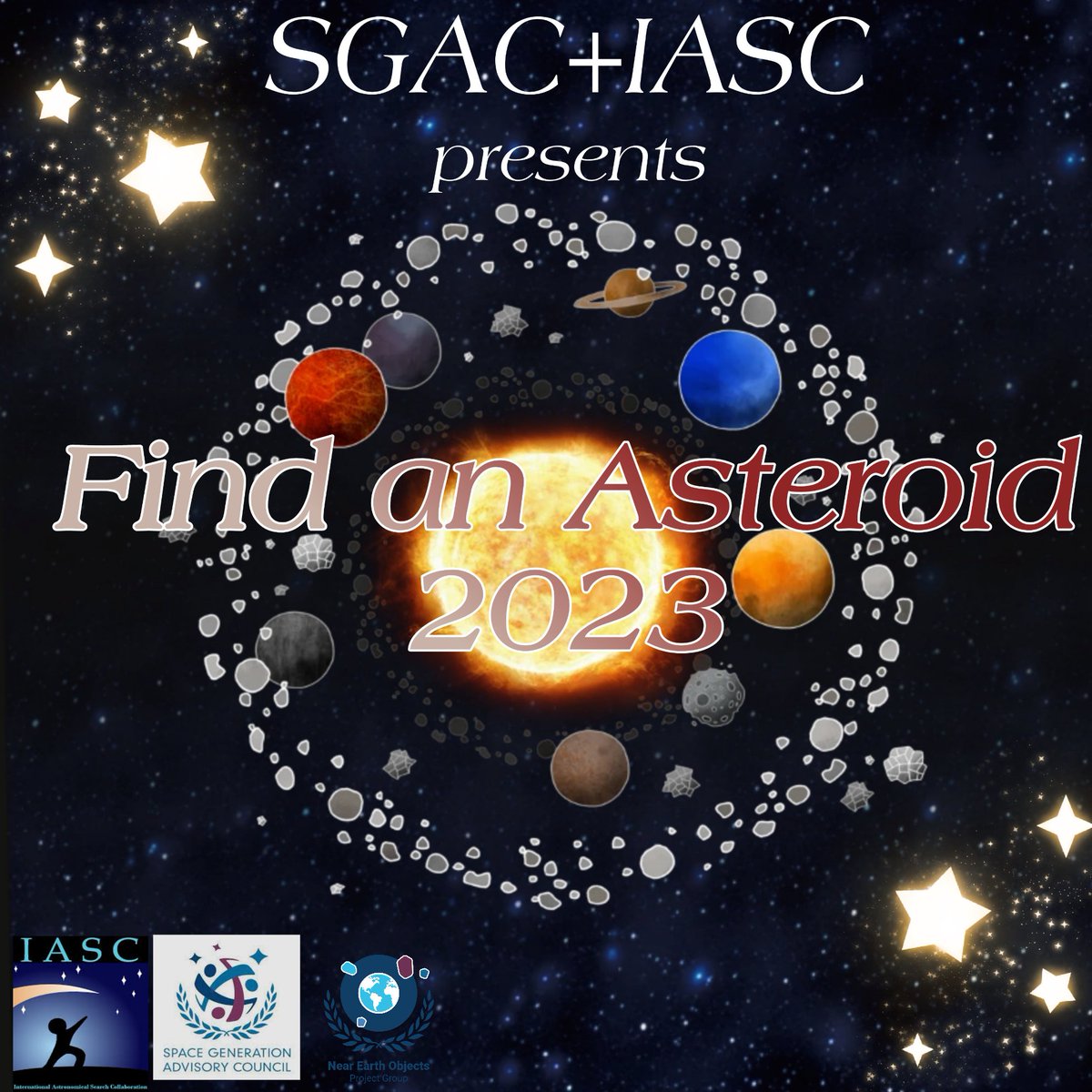 NEOProjectsSGAC's tweet image. Less than 24 hours to be part of this year&apos;s find the Asteroid campaign 2023 by SGAC and IASC. 
Sign up soon and be part of the adventure....
For more details click on the link below spacegeneration.org/call-for-sgac-…
We will be waiting to see you all there.