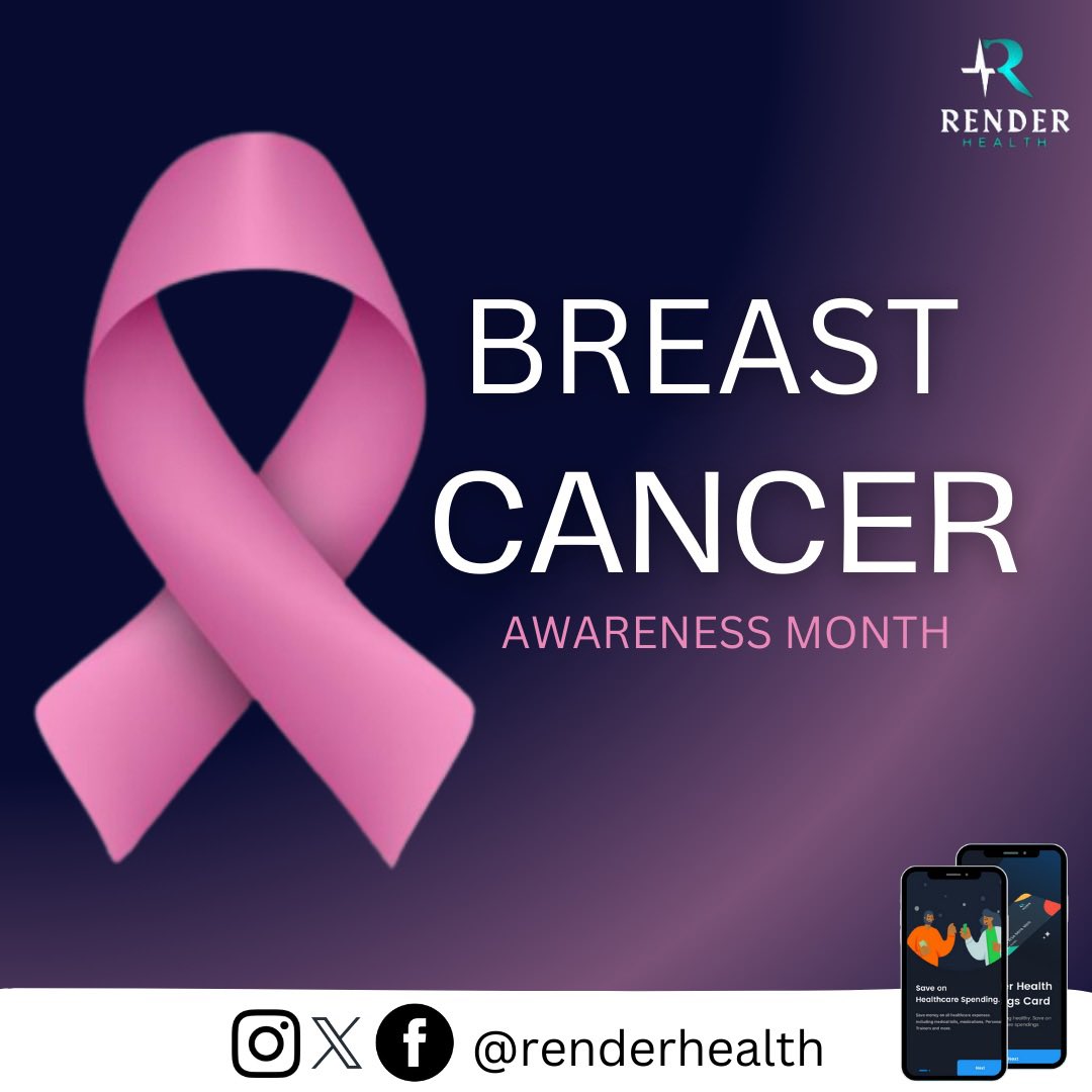 RenderHealth's tweet photo. "🎗️ October is Breast Cancer Awareness Month. Let's come together to support, educate, and empower. Early detection saves lives! 💕 Remember you can pay for your consultation with your RHSC card #BreastCancerAwareness #ThinkPink #RenderHealth #RHSC" https://t.co/mxzWtJdaIK