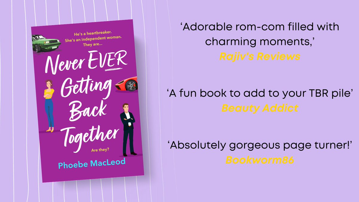 BoldwoodBooks's tweet photo. Thank you to @kcmw86, @misssmiley32 and @RajivsReviews for their recent reviews on the #NeverEverGettingBackTogether by @macleod_phoebe #blogtour.
Pick up a copy today โก๏ธ https://t.co/MlctvGPzTX https://t.co/uacF72uOVq