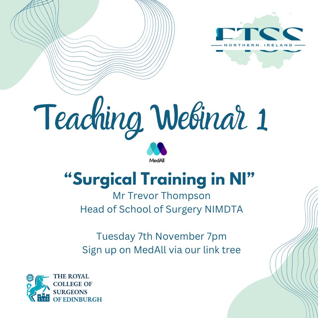 Join us next Tuesday 7th November for our first event of 2023-24 ✨ We will be welcoming Mr Trevor Thompson, NIMTDA Head of School of Surgery, who will be discussing surgical training in NI! LINK FOR EVENT: share.medall.org/events/introdu…