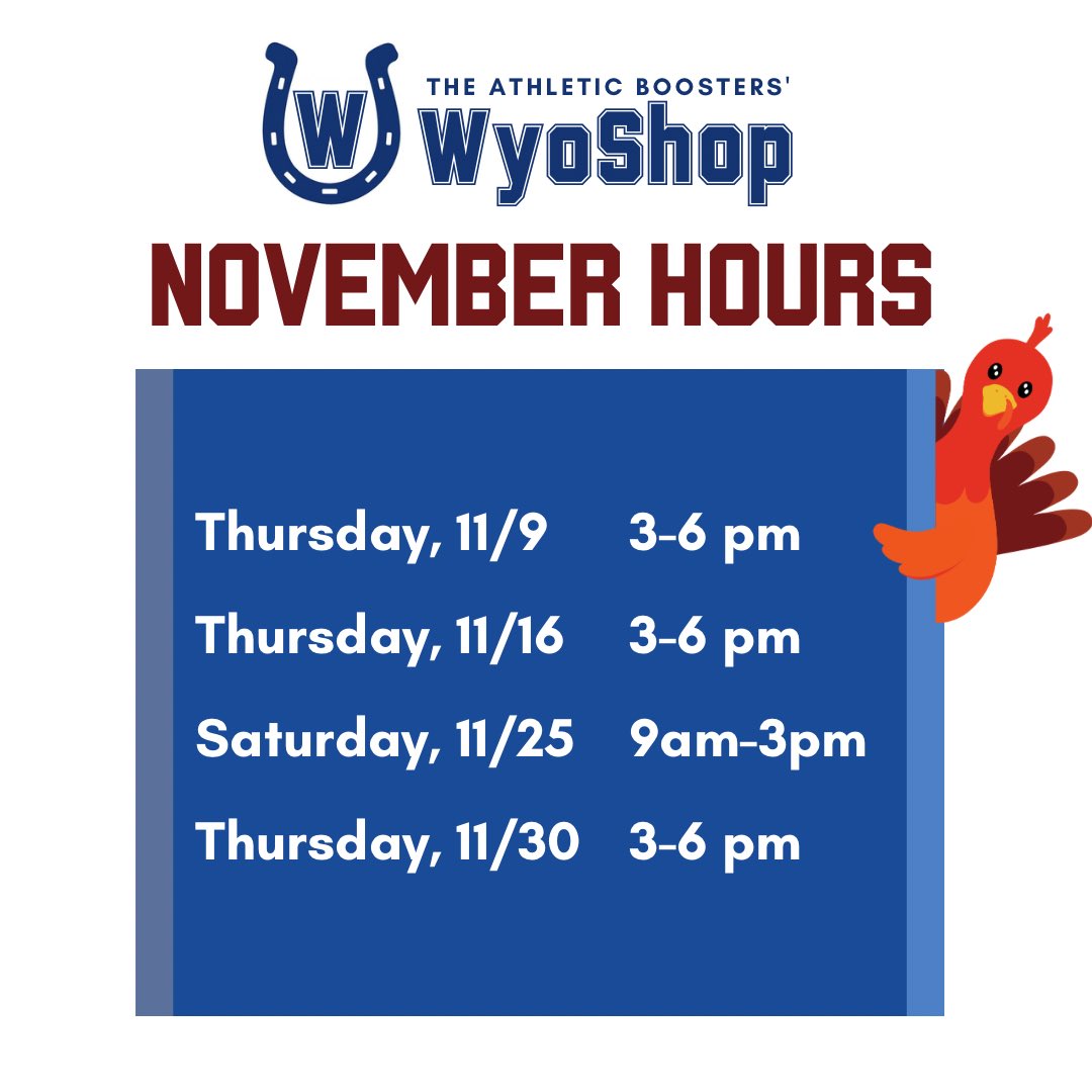 Wyoming Athletic Boosters (@wyoboosters) on Twitter photo WyoShop will not be open this week. We’re busy working on something exciting!! Be sure to follow us Instagram (wyoboostershop) to get updates on:
- pop-up hours
- NEW merch arriving all month long
- holiday promos
- and this other, really big thing…😁🙌🏽
<a href="/WyomingSports/">Wyoming Athletics</a> WyoShop will not be open this week. We’re busy working on something exciting!! Be sure to follow us Instagram (wyoboostershop) to get updates on:
- pop-up hours
- NEW merch arriving all month long
- holiday promos
- and this other, really big thing…😁🙌🏽
<a href="/WyomingSports/">Wyoming Athletics</a>