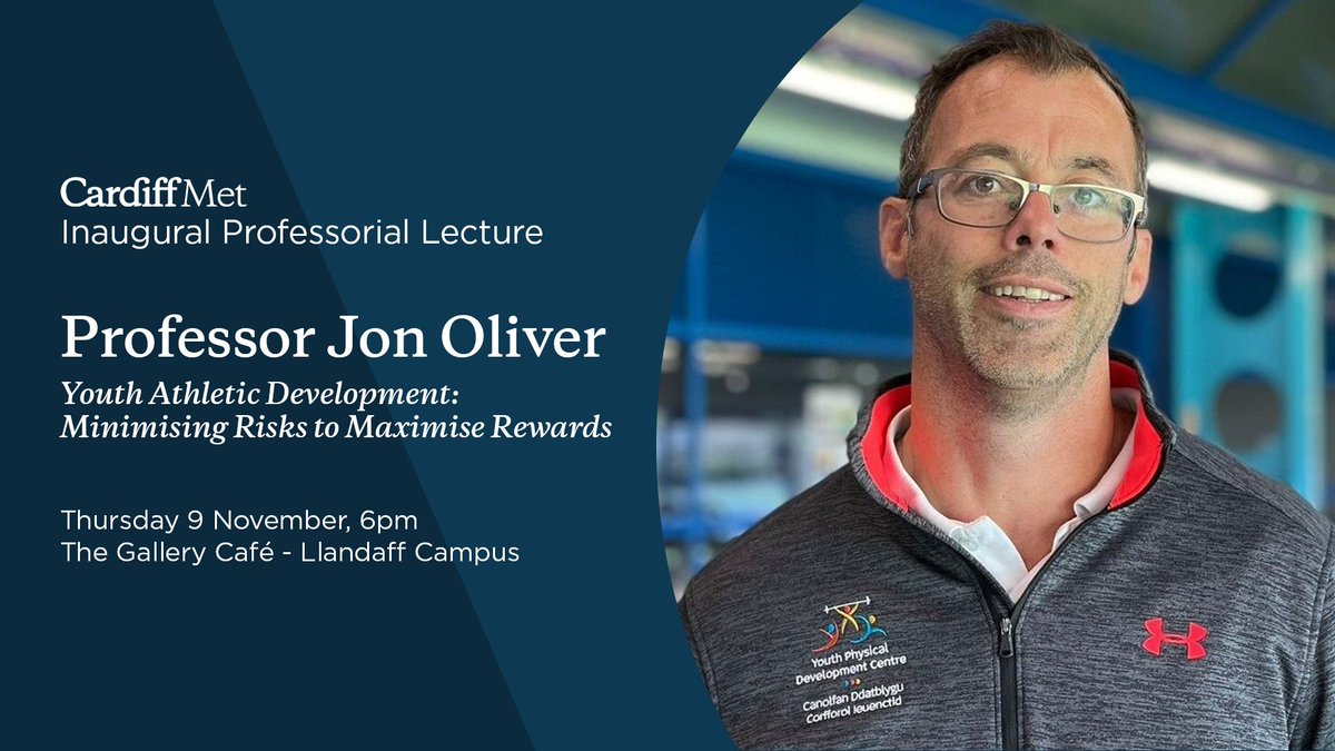 Our Inaugural Professorial Lecture Series is back for the new academic year, starting with Prof. Jon Oliver's talk on ‘Youth Athletic Development: Minimising Risks to Maximise Rewards’. 
To attend on the 9th Nov at The Gallery Café, Llandaff Campus, visit: bit.ly/49h46eU