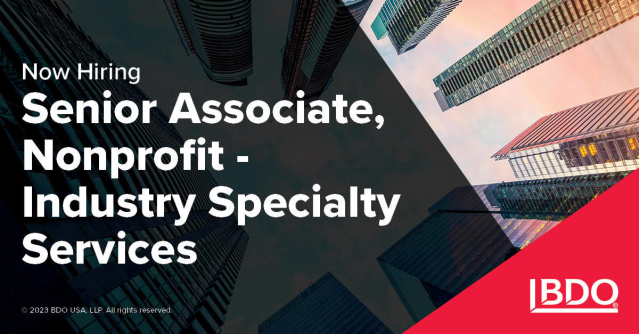 gregantoncpa's tweet photo. .@BDO_USA is now hiring a Senior Associate, Nonprofit – Industry Specialty Services. Learn about company benefits, the firm’s flexible workplace environment and more. #NowHiring #Nonprofit https://t.co/0Eot8EmImh https://t.co/Gr6W59PVMQ