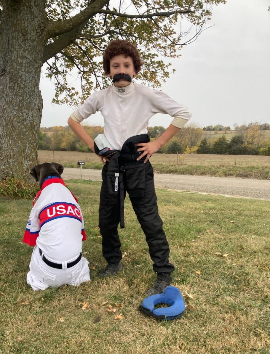 "Hey Jack,  you got time for an interview?"

🏁🏁🎃🎃 Happy Halloween from Jack Hewitt and the <a href="/USACNation/">USAC Racing</a>  official! 🎃🎃🏁🏁