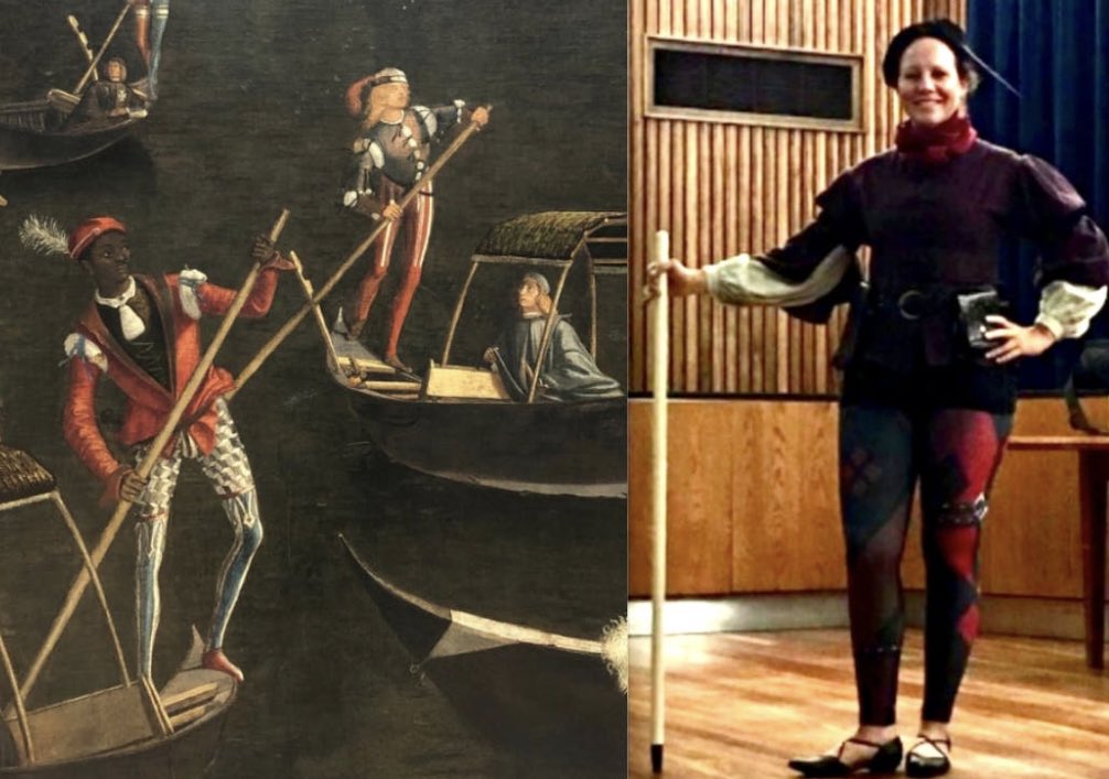 lauramorelliphd's tweet image. Happy Halloween! 🎃
In the spirit of the season, I've dusted off an oldie but goodie: the homemade, 15th-century gondolier costume that won me a prize at the 2016 Historical Novel Society conference in Oxford, England.
Can you see the resemblance?
#arthistorynerd #carpaccio