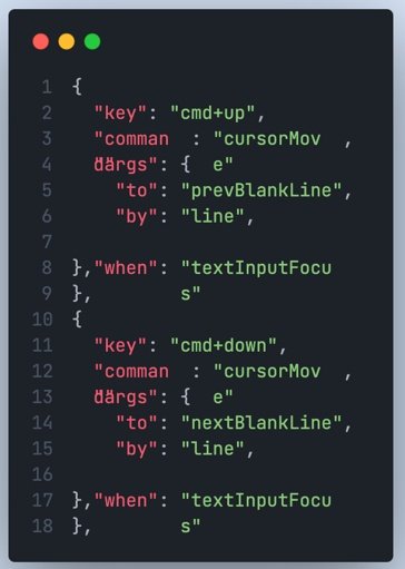 OLD: In <a href="/code/">Visual Studio Code</a> you can use "cmd+right" to jump to the next whitespace. 
TIL: You can add a keybinding to jump to the next blank line with "cmd+down"