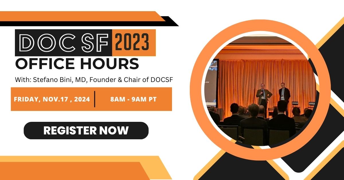Join us for DOCSF Office Hours🔥 Don't miss this opportunity to engage directly with Dr. Bini, gain valuable insights, &amp; contribute to the ongoing conversation about the future of #orthopaedic care.

ow.ly/KGgN50Q2rYR
#DigitalHealth