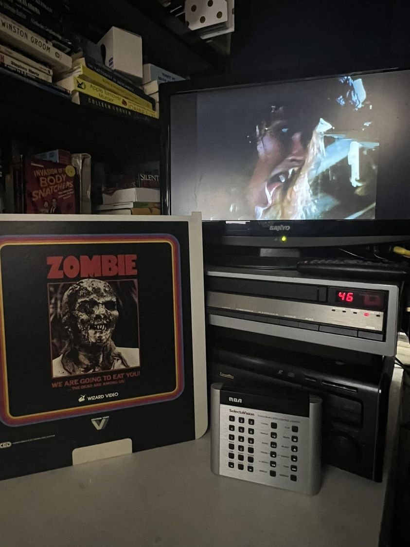RockVideoRental's tweet photo. spinning some Zombi 2 on CED today

#zombie #zombi2 #luciofulci #horror #horrormovies #1980s #italianhorror #ced #videodisc #selectavision #rca #physicalmedia #deadformat #retro #rcavideodisc #rcaced #vintage #spookyseason https://t.co/tuQGMKfKPC