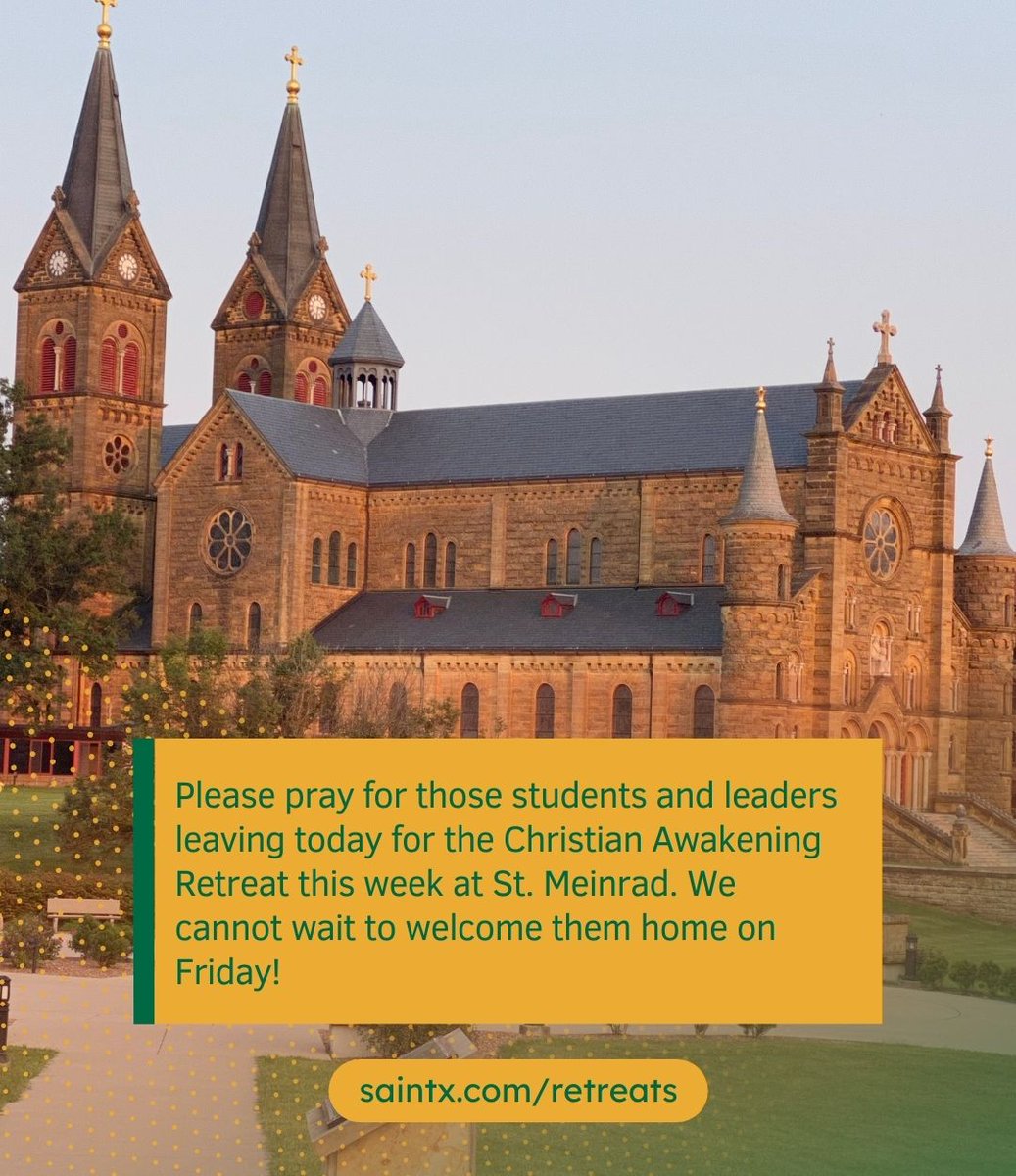 Please pray for those students &amp; faculty attending the Christian Awakening Retreat this week. They will pray, reflect, &amp; begin to understand the true meaning of brotherhood! To learn more about our retreat program go to saintx.com/retreats.

#WeAreStX #TurnToGod #LiveThe4th