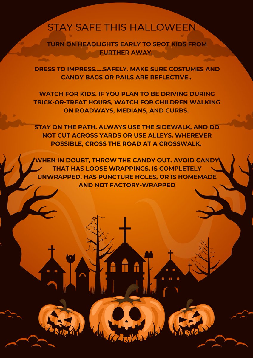 Happy Halloween! We wish everyone a safe and happy Halloween experience. Take a minute to read these  tips to make sure you and your family stay safe while trick-or-treating.