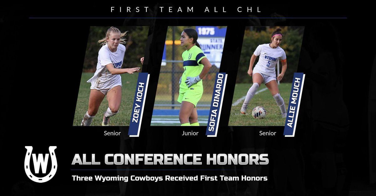WyomingGSoccer's tweet photo. Congratulations to the 3 players from our team who were awarded 1st team all CHL honors!  Great season, ladies!
@zoekochhh @DinardoSofia @allie_mouch https://t.co/K5c3XlBscy