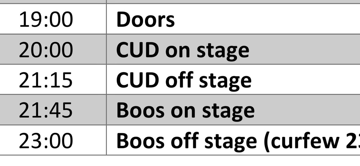 Stage times for Birmingham this evening. See you later! @theboo_radleys