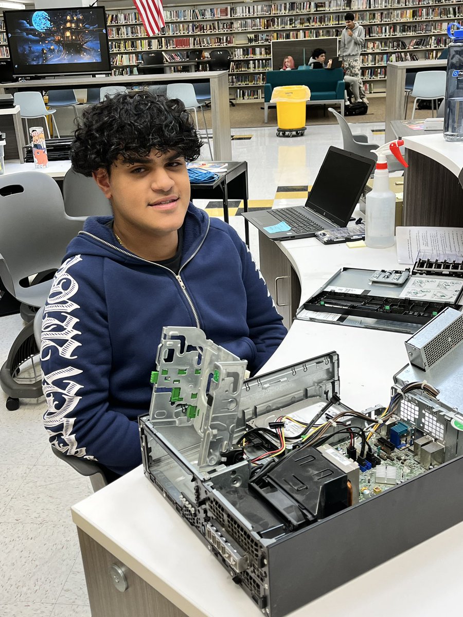 Help Desk lessons continue! These students are learning to take apart and rebuild desktop computers and get the OS booted and working.