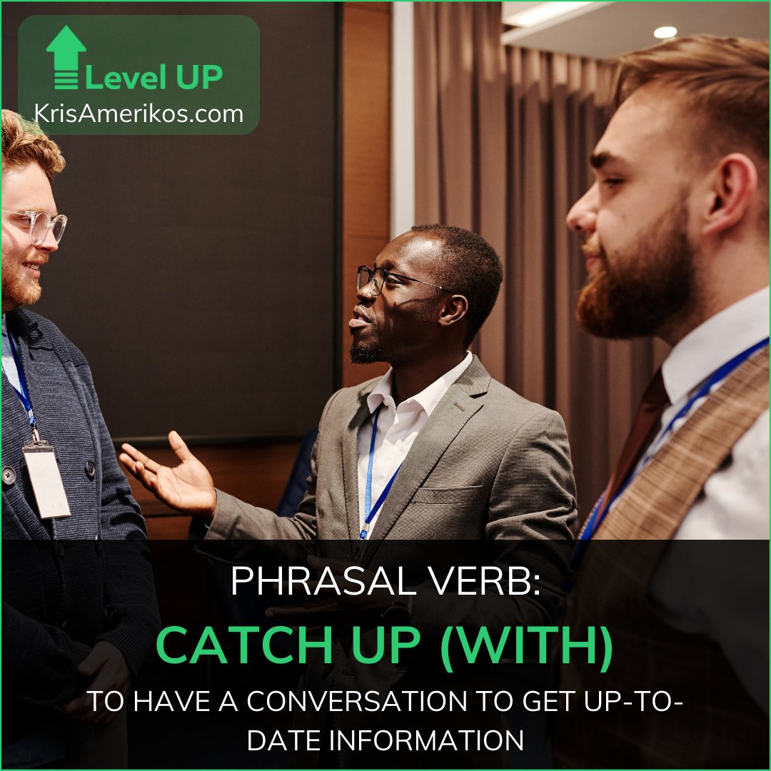 Catch up (with)
Meaning: To have a conversation to get up-to-date information.

Learn more phrasal verbs in this video: youtu.be/z7gr-kVyEg0

#phrasalverbs #englishlanguage #languagelearning #englishlearning #englishlearners #englishforyou #englishonlinecourse