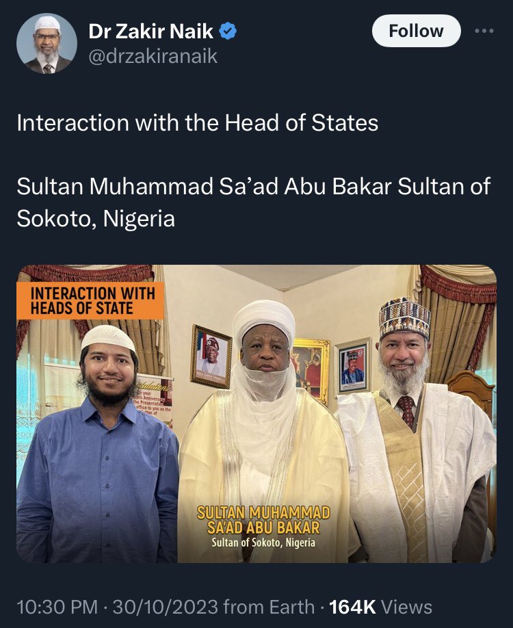firstladyship's tweet photo. 1. Interaction with Muslim Airforce.
2. Interaction with Muslim Immigration.
3. Interaction with the Head of States.

4. Dr. Zakir Naik is a wanted man in India, he is wanted by India for preaching hate, for financing terrorism, & for money laundering. He is unwelcome in Malaysia as well.

5. If a Christian preacher did half of these, there would have been killings & riots in Nigeria. How did he pass immigration checks in Nigeria? Who approved his Visa?

6. Is Nigeria now a melting pot for hotheads, religious hate preachers, money launderers, terror financers, & treasonable felony?