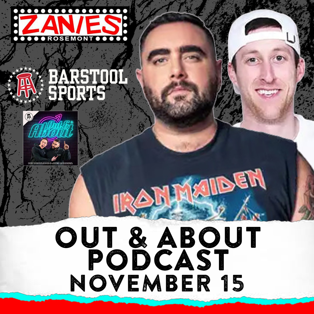 🏳️‍🌈 LIVE PODCAST RECORDING
@outandaboutpod’s Pat McAuliffe and Joey Camasta bring their Manic Monday Tour to the Zanies stage November 15! Start your week off right with Nana and Trish--> bit.ly/Rosemont_Out_A…
