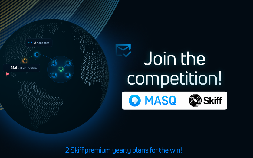 MASQ_ai's tweet photo. Only 3 days left! 🚨
Haven't entered the  Skiff x MASQ Comp yet? Time's running out to share why Skiff &amp; MASQ Browser are your privacy superheroes! 🦸‍♂️ 

Don't miss the chance to WIN a yearly premium Skiff plan. 

Just reply to the pinned tweet, tag a friend, and retweet! 🌐🎁 https://t.co/lroKxSV2bU