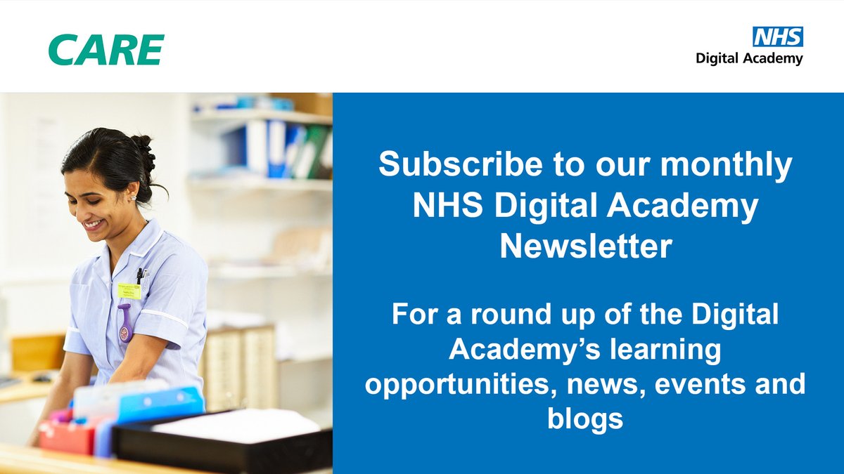 Are you signed up to our monthly NHS Digital Academy Newsletter? It’s our round up of all things happening in the Digital Academy, from learning opportunities to blogs and events. Sign up now: orlo.uk/Pjheh