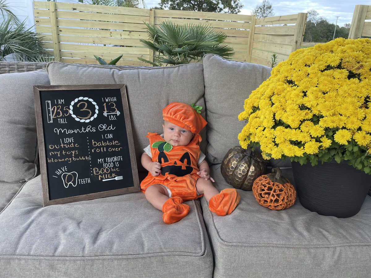 Happy Halloween from my grandson Casey Dean!  These were his 3 month pics! We sure do love our little pumpkin! 🎃