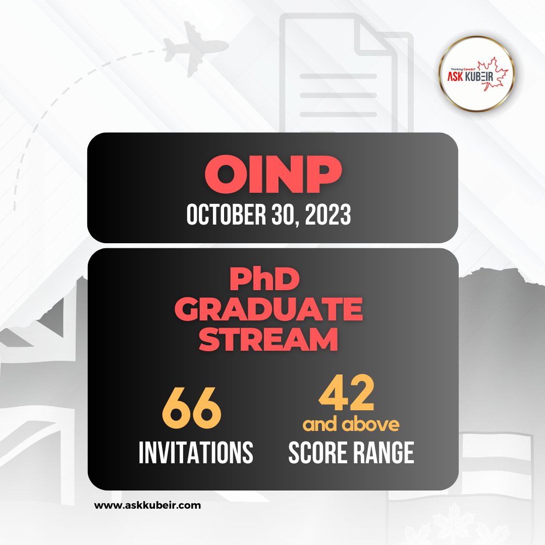 AskKubeir's tweet photo. π£ The OINP conducted a general draw yesterday, October 30, 2023, issued 1117 invitations to profiles under the Masters Graduate Stream and PhD Graduate Stream. ππ
#OINP #mastersgraduatestream #phdgraduatestream https://t.co/1kE1buDaUo
