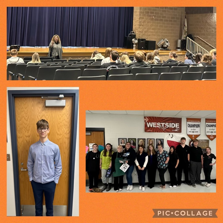 SchoolsWyoming's tweet photo. Day 1 of College Application Week was a success at Westside. Students dressed up as their future career and seniors got to meet with Dr. Debbie Curry from Marshall University School of Medicine.
#CollegeBoundWV #CFWV #Iapplied https://t.co/l8LkErHTgb