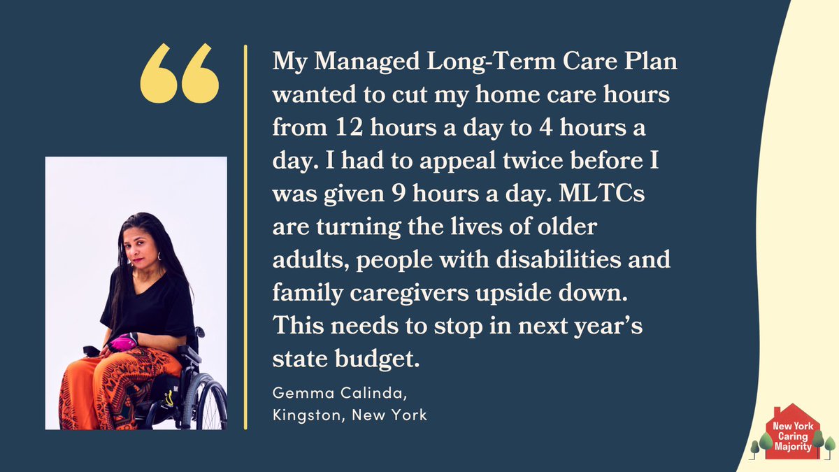 CaringMajority's tweet image. Managed Long Term Care (MLTCs) pockets billions in profits meant for home care - enough to fund #FairPay4HomeCare. Meanwhile, they are turning the lives of New Yorkers with disabilities like Gemma upside down.
See link in bio to share your story! 
@govkathyhochul