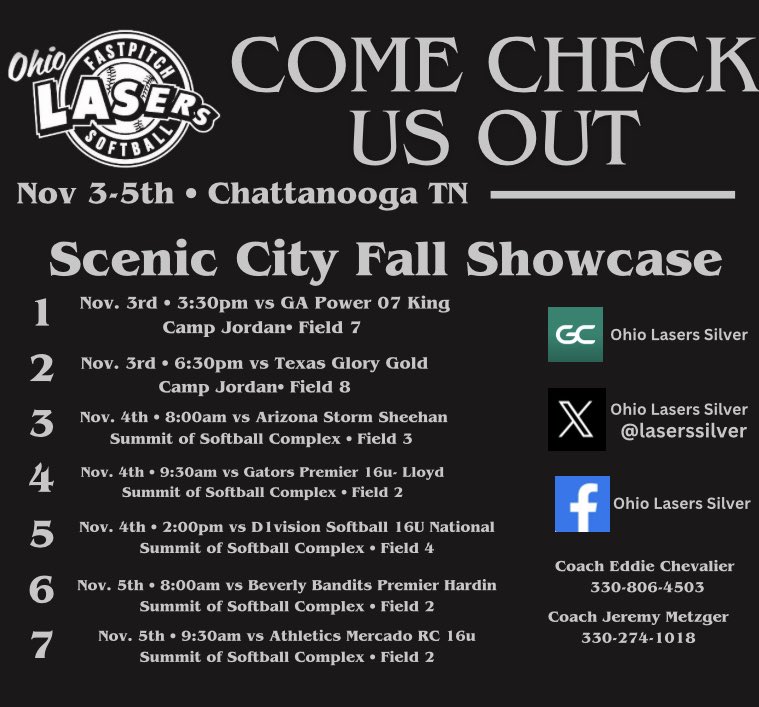 Katelyn MacNeill 2024 (@katelynmacneill) on Twitter photo Super excited to head to Tennessee this weekend for the Scenic City Fall Showcase. Here is my schedule, coaches I hope you can attend. <a href="/laserssilver/">Ohio Lasers Silver</a> <a href="/tmoceri7/">Taylor Moceri</a> <a href="/chris_stelma/">ChrisStelma</a> @Coach2K_Miami <a href="/Jess_Odonnell88/">Jessica O'Donnell</a> <a href="/CoachConnor22/">Connor Moriarty</a> <a href="/CoachJexx_RMU/">Coach Jexx</a> <a href="/CoachD_TUSB/">Don Danklefsen</a> Super excited to head to Tennessee this weekend for the Scenic City Fall Showcase. Here is my schedule, coaches I hope you can attend. <a href="/laserssilver/">Ohio Lasers Silver</a> <a href="/tmoceri7/">Taylor Moceri</a> <a href="/chris_stelma/">ChrisStelma</a> @Coach2K_Miami <a href="/Jess_Odonnell88/">Jessica O'Donnell</a> <a href="/CoachConnor22/">Connor Moriarty</a> <a href="/CoachJexx_RMU/">Coach Jexx</a> <a href="/CoachD_TUSB/">Don Danklefsen</a>