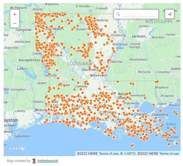 I mapped the old oil and gas wells that have been left to the state to plug and maintain. 

New fines aim to stem the tide of these 'orphan' wells: nola.com/news/business/…