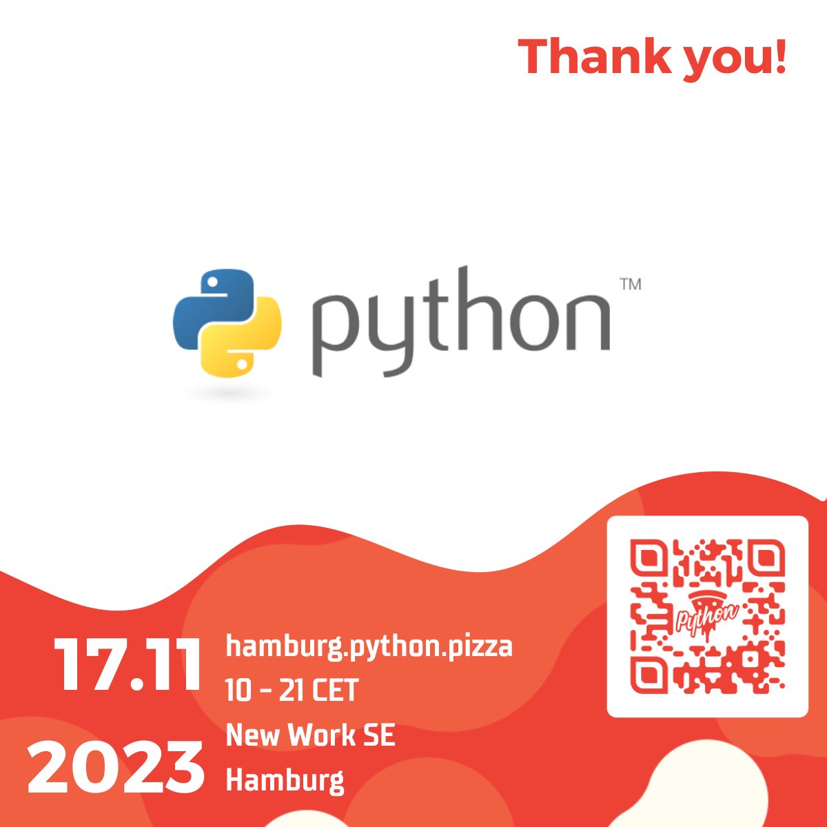 pythonpizzaconf's tweet photo. We want to thank our sponsor: The Python Software Foundation ! 

Do you do 🐍  and are not a PSF member yet? Sign up! https://t.co/ll6GvQdIVI 

@ThePSF is an organization devoted to advancing open source technology related to the Python programming language. 

#PythonPizzaHH2023 https://t.co/C4tca0n42l