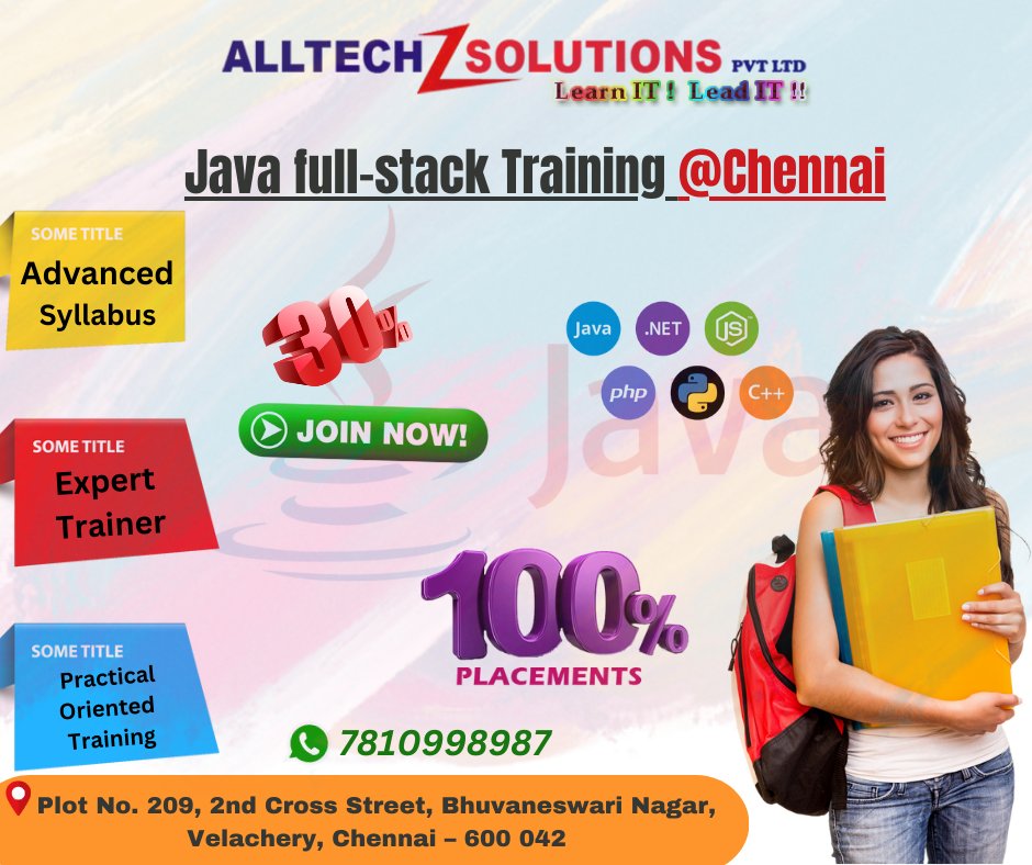 praveen04444986's tweet image. AlltechZSolutions Offers #JAVA full-stack Training in Chennai

#JAVAfullstackTraininginChennai #JAVAfullstackTraininginvelachery 
#JAVAfullstackTrainingInstituteinchennai 

Visit us: sites.google.com/view/aspvd/home
Email us: prakashaspv7@gmail.com
Contact Us: 9080590656/8870832934