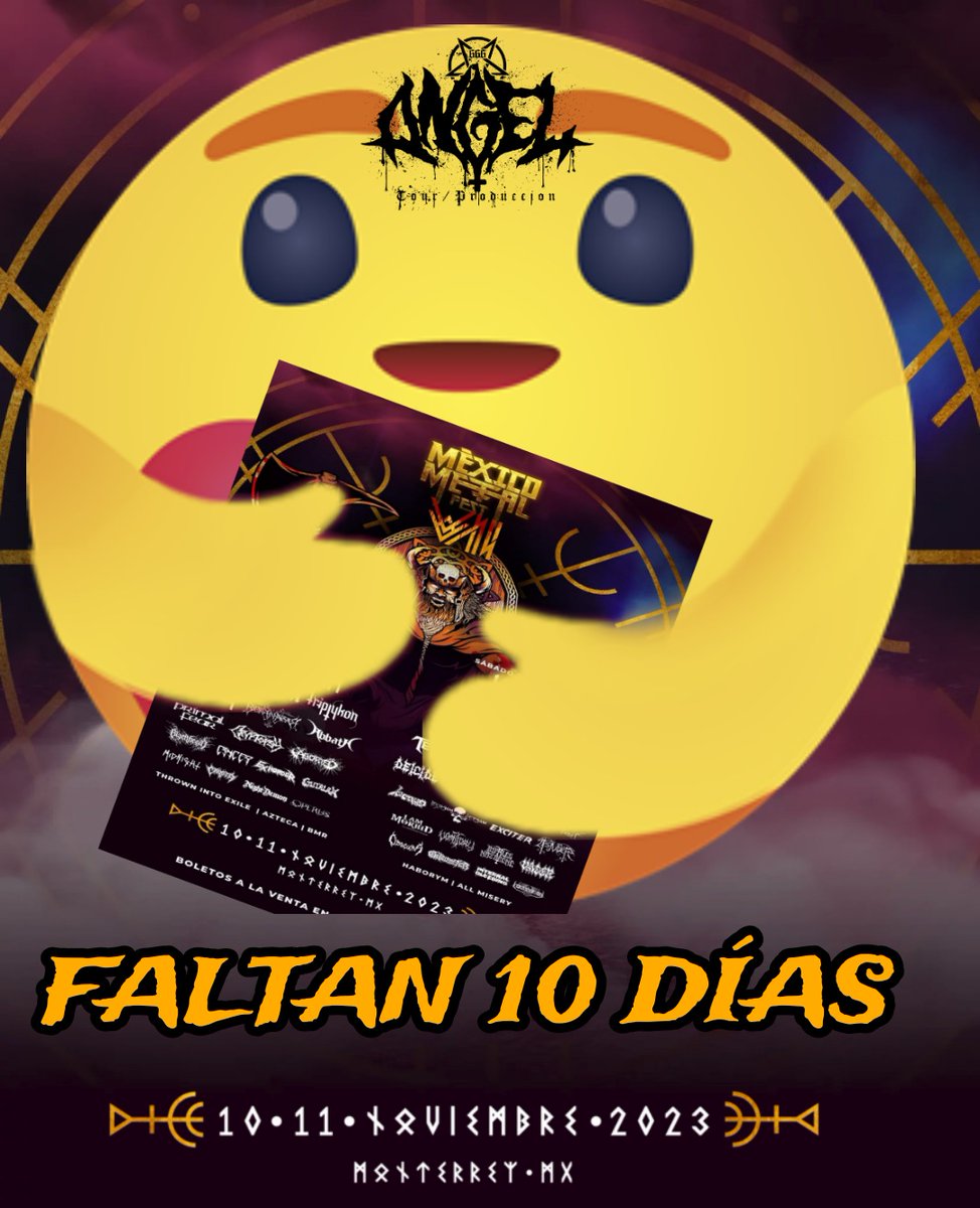 ProduccionTour's tweet photo. Estamos a 10 días de vivir la Experiencia Metalera mas esperada del año
Nos vemos este 10 y 11 de Noviembre en el Fin de Semana mas Metalero de México
@mexicometalfest 😍🤘🔥 https://t.co/qkl2wWIud5