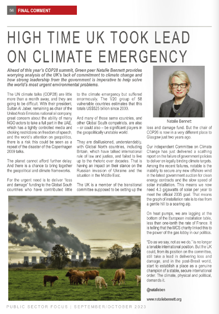 natalieben's tweet image. I write @SectorFocus about the approach #COP28 talks. 

In the difficult environment, with a dubious chair, given its role in #COP26, UK should be take a lead role. Which means a huge change of direction at home