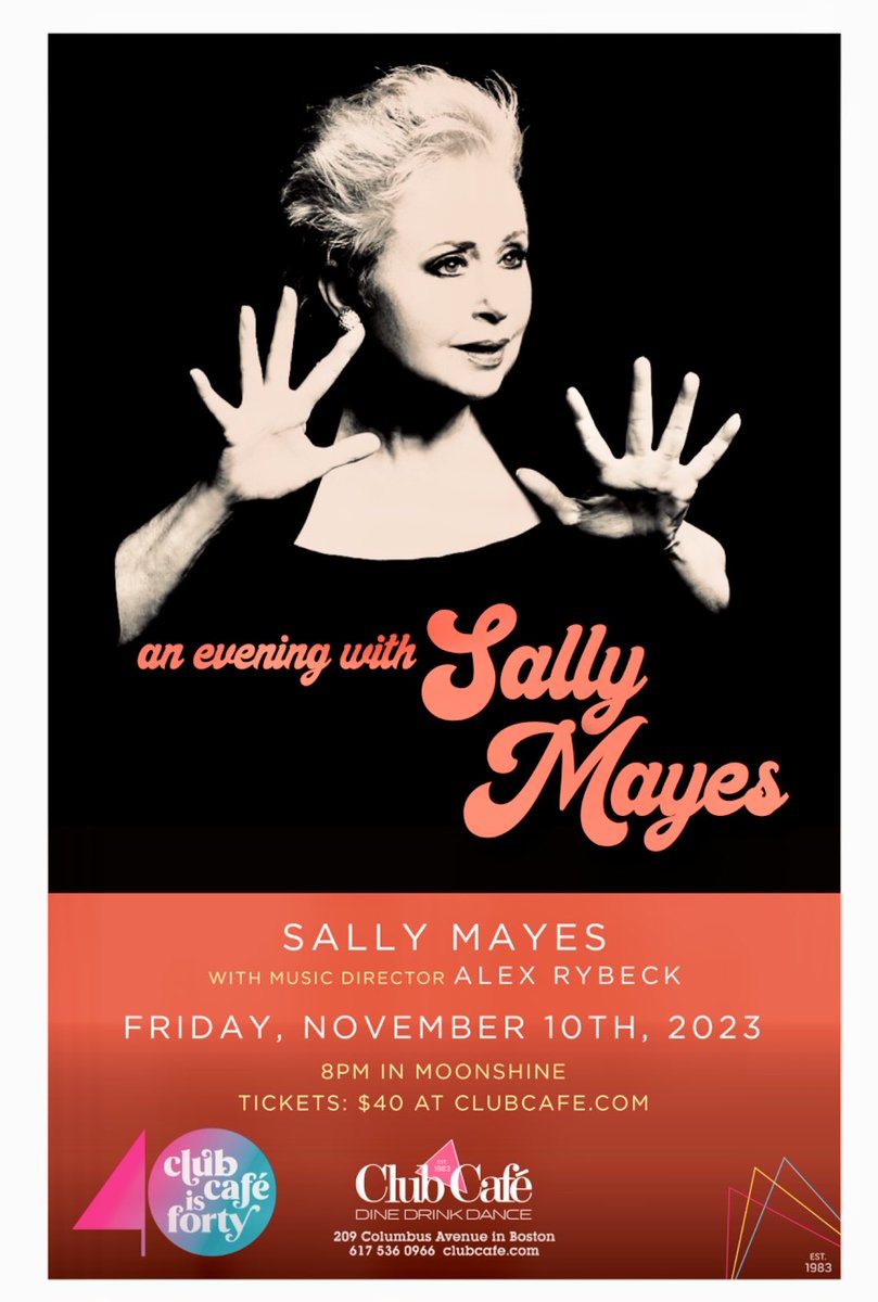 #SallyMayes #Broadway #cabaret #ClubCafe #Boston #NewEngland #November