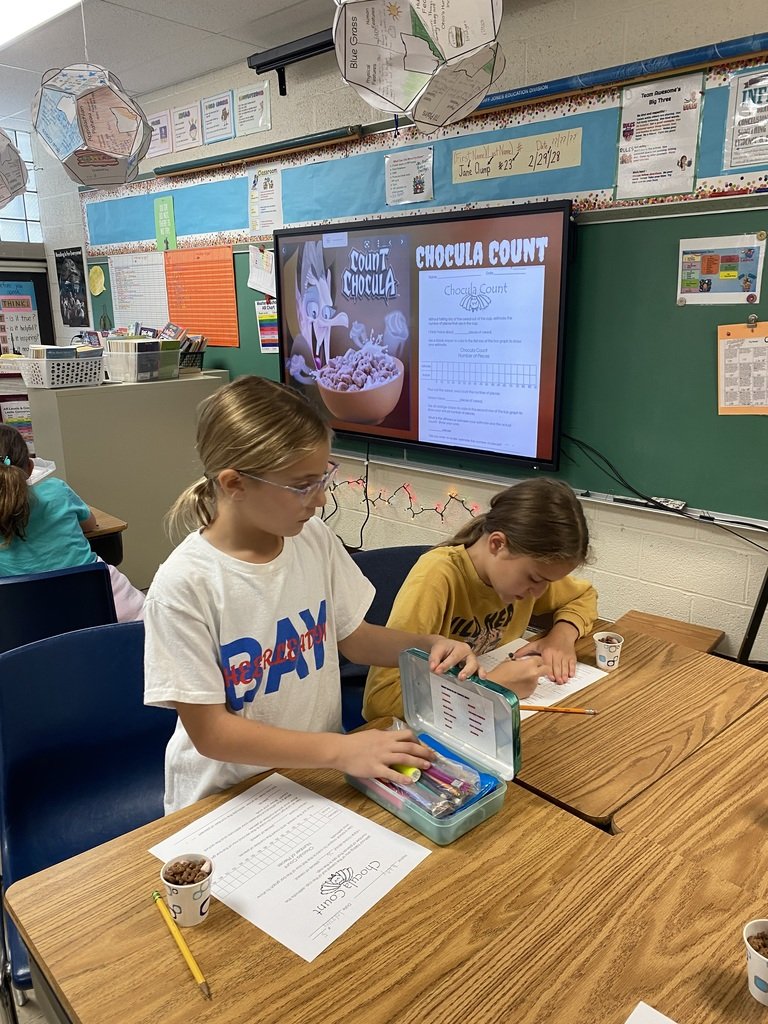 BaySchoolsOH's tweet image. Westerly&apos;s fourth-grade &quot;Team Awesome&quot; had their Chocula Count activity last Friday, estimating. counting and graphing pieces of Count Chocula Halloween cereal. Spooktacular! #HalloweenMath #MathIsFun #MathIsNotScary