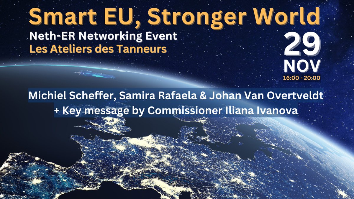 📣Register now for Neth-ER’s networking event!

Join us on Nov 29 for the ‘’Smart EU, Stronger World’’ conference 🌐, covering EU values, knowledge security, and competitiveness. Interesting speakers and EU officials await!  

Sign up and learn more here: bit.ly/3tUUy9h