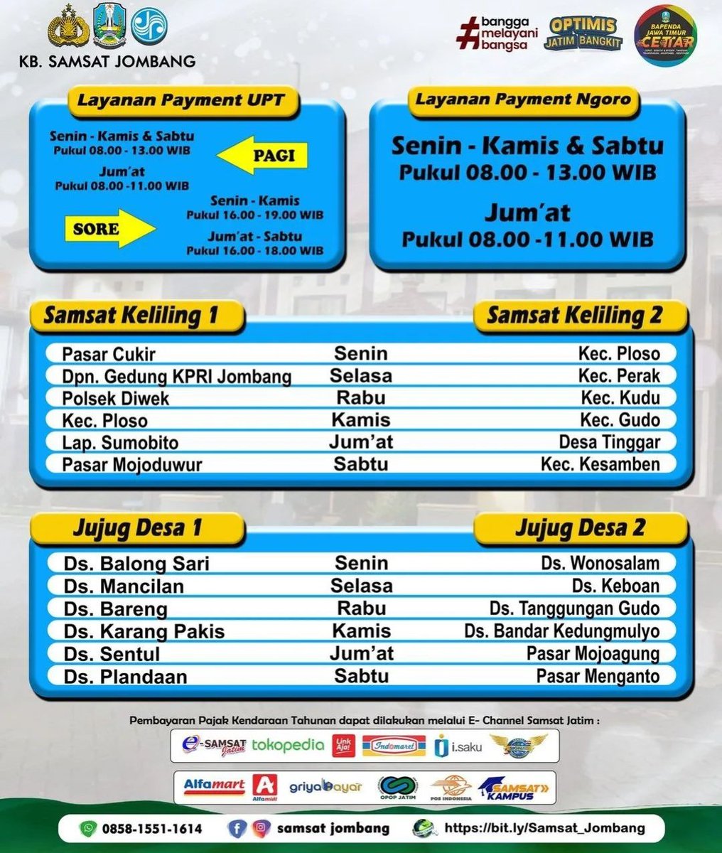 info__jombang's tweet photo. Dulur Wajib Pajak Jombang dan sekitarnya..

Sehubungan dengan adanya perubahan Jam Layanan dan Tempat layanan berikut kami informasikan mengenai perubahannya 🙏🙏🙏

Hari libur bisa #bayarpajak ?Bisa banget dong kak.😁⁣⁣
⁣⁣ https://t.co/ChcLgAFqks