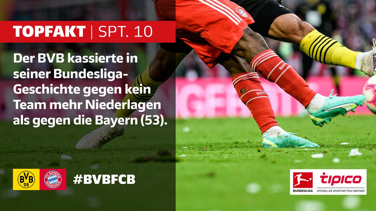 💡@Tipico_de-#Topfakt: Der 109. #Klassiker zwischen dem @BVB und dem @FCBayern  steht an! 🙌
Wird eine der beiden Mannschaften die erste Saisonniederlage kassieren?

Die besten Fakten zum 10. #Bundesliga-Spieltag 👉 tinyurl.com/TopFaktMD10