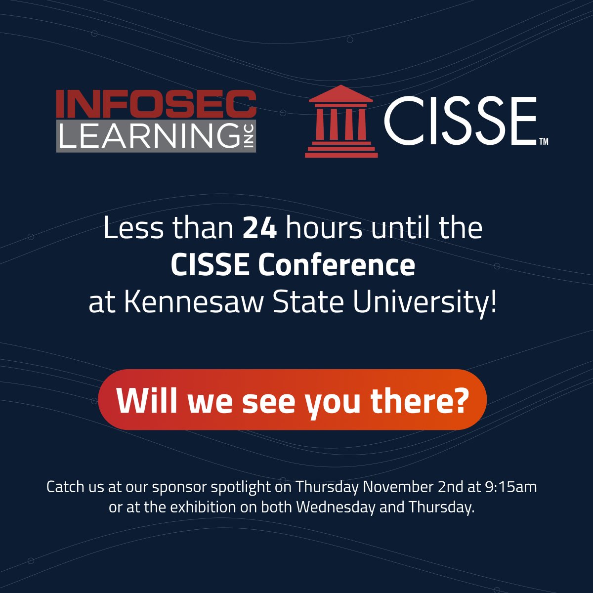 📢 The #CISSEConference at <a href="/kennesawstate/">Kennesaw State University</a> is just around the corner! 🗓️ Less than 24 hours until our sponsor spotlight on Thursday, November 2nd at 9:15 AM. Be sure to explore our exhibition on both Wednesday and Thursday. Will we have the pleasure of seeing you there?