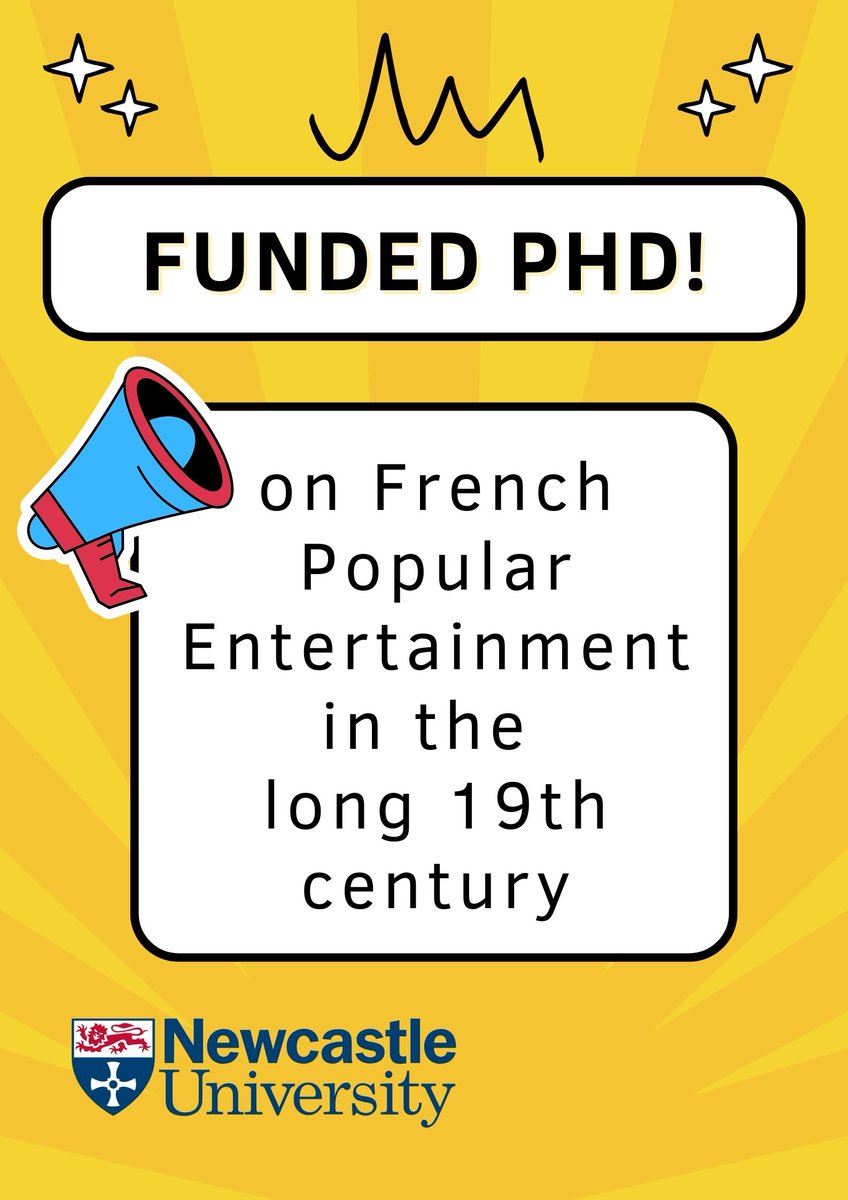 Hannah Scott (@drhannahscott) on Twitter photo What's that? Funded PhD on the world of French popular entertainments in the 19th century? With me at wonderful <a href="/SML_Newcastle/">Modern Languages @ NCL</a>?
YES!
jobs.ac.uk/job/DDU722/nua… What's that? Funded PhD on the world of French popular entertainments in the 19th century? With me at wonderful <a href="/SML_Newcastle/">Modern Languages @ NCL</a>?
YES!
jobs.ac.uk/job/DDU722/nua…